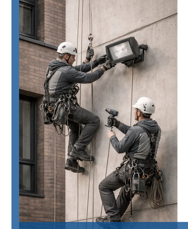 Профессиональный монтаж фасадных прожекторов в Апшеронске под ключ