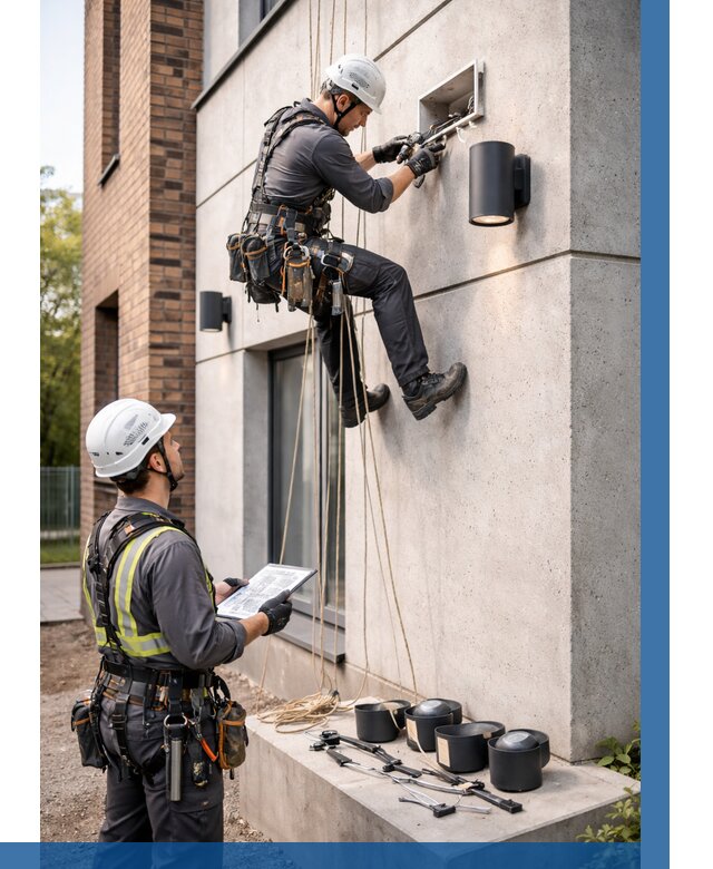 Монтаж фасадного освещения в Апшеронске от 2562 р. | ВЫСОТНИК-Пшр