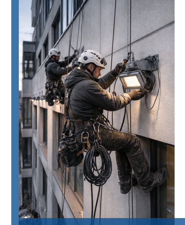 Монтаж фасадного освещения в Апшеронске установка и подключение