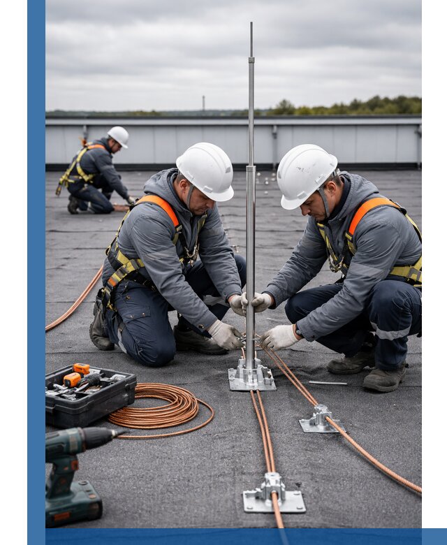 Монтаж молниезащиты на кровле в Апшеронске под ключ с гарантией