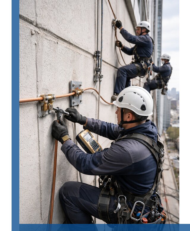 Монтаж системы заземления здания и молниезащиты в Апшеронске