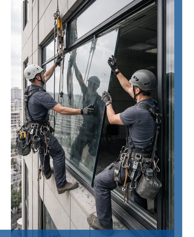 Замена стеклопакетов на высоте в Апшеронске от 5636 р. | ВЫСОТНИК-Пшр