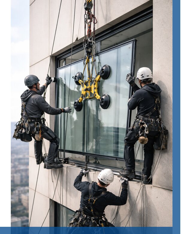 Монтаж стеклопакетов на высоте в Апшеронске от 3279 р. | ВЫСОТНИК-Пшр