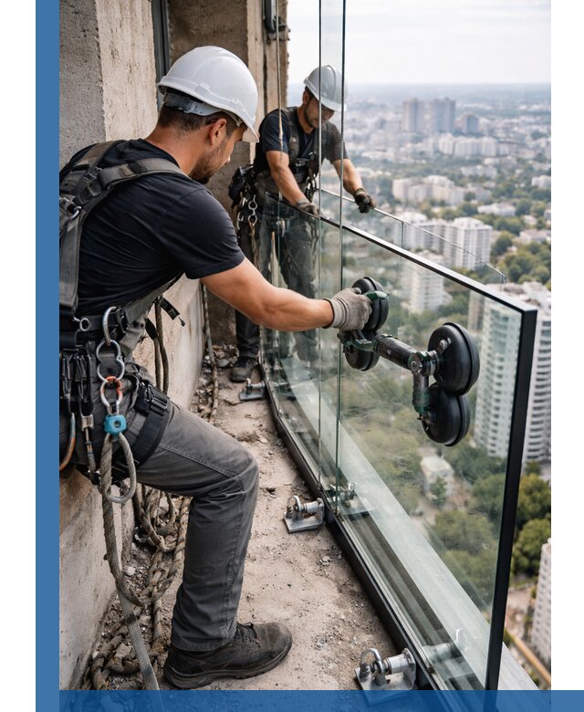 Монтаж стеклянных ограждений под ключ с гарантией в Апшеронске