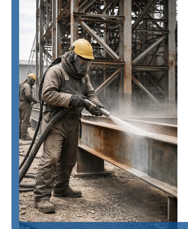 Пескоструйная очистка металлоконструкций в Апшеронске промышленная