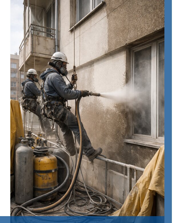 Пескоструйная очистка фасада в Апшеронске от 666 р. | ВЫСОТНИК-Пшр