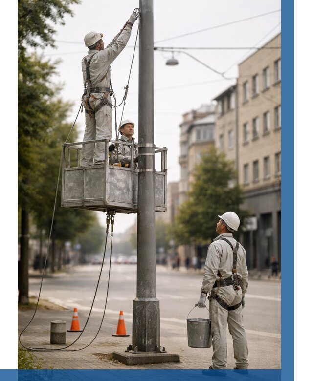 Покраска опор освещения в Апшеронске от 5124 р. | ВЫСОТНИК-Пшр