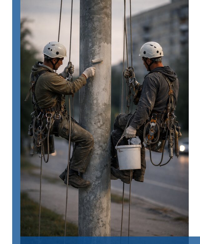 Покраска опор освещения и антикоррозийная защита в Апшеронске