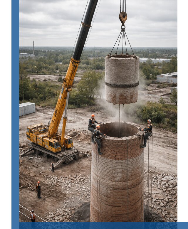 Демонтаж дымовой трубы в Апшеронске с гарантиями безопасности