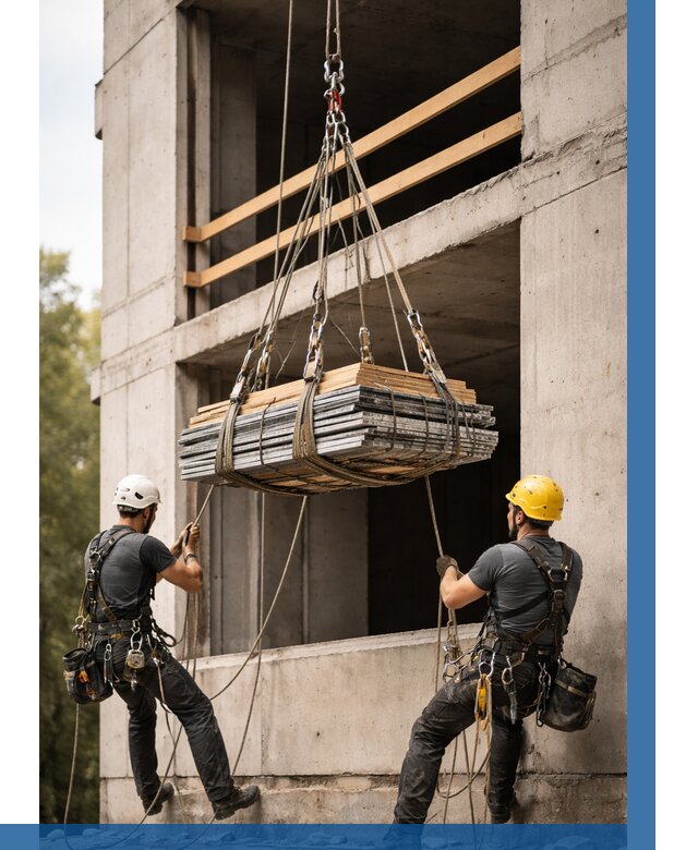 Подъем материала на этаж веревками в Апшеронске от 1537 р. | ВЫСОТНИК-Пшр