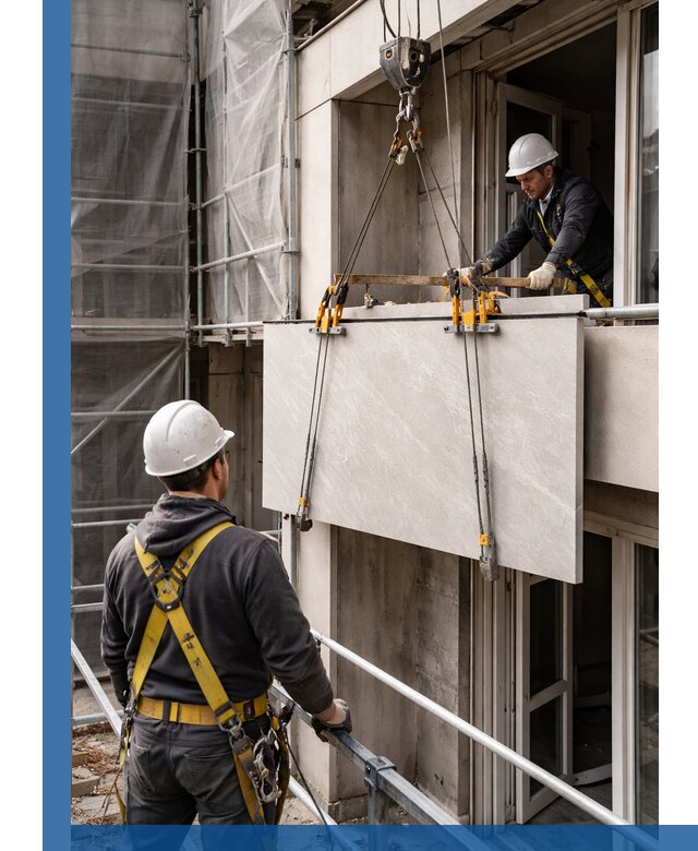 Подъем керамогранита на этаж в Апшеронске грузчиками и техникой