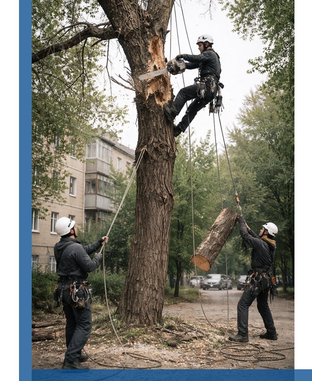 Срочное удаление аварийных деревьев в Апшеронске с гарантией безопасности