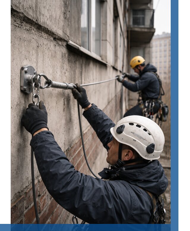 Монтаж анкерных линий в Апшеронске от 3074 р. | ВЫСОТНИК-Пшр