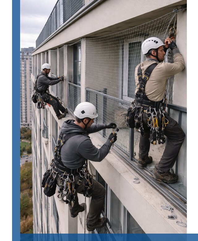 Профессиональный монтаж защитной сетки от птиц в Апшеронске