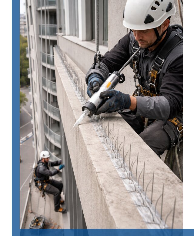 Установка шипов от птиц на фасадах и кровлях в Апшеронске